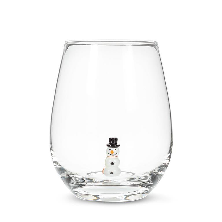 Snowman Stemless Wine Glass
