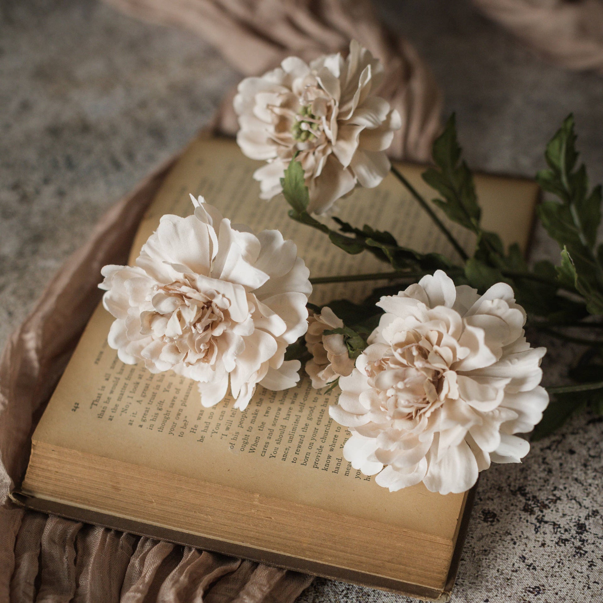 Cream Scabiosa Faux Stem