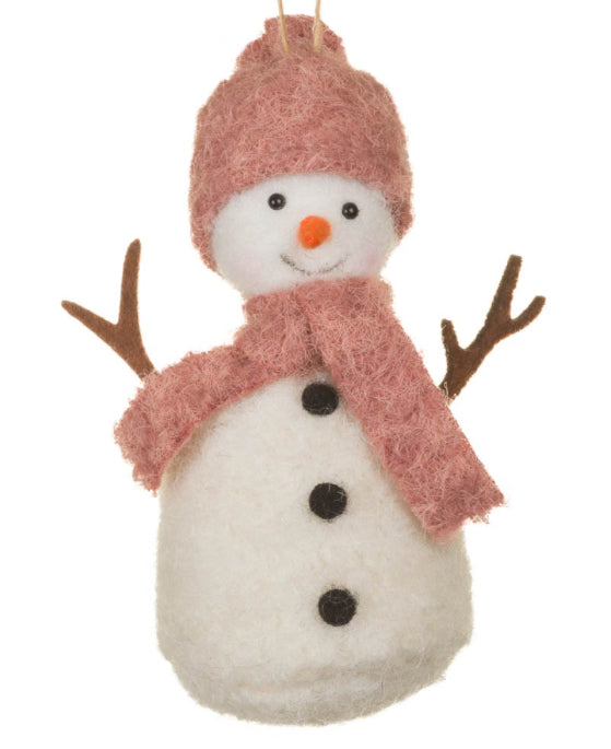 Fabric Snowman with Scarf Ornament