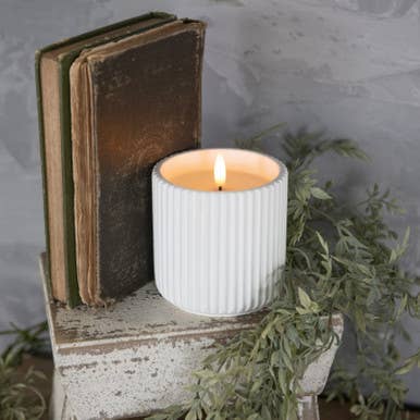 Ribbed Cement Led Candle