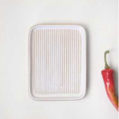 White Stripe Rectangle Plate