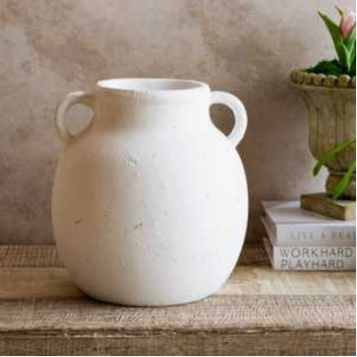 White 2 Handle Jug Vase- pick up only