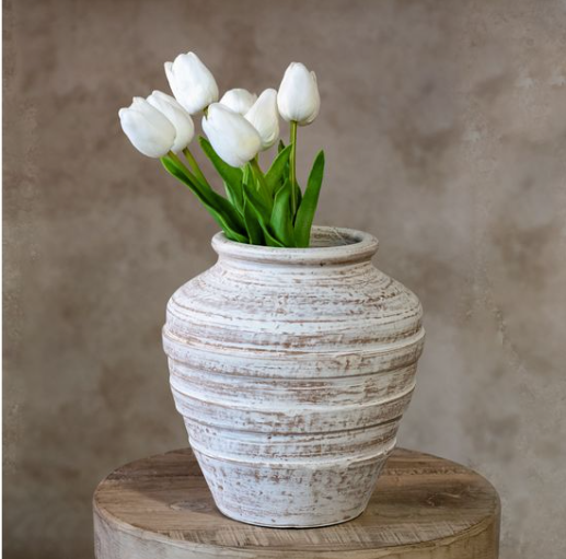 White Wash Terra Cotta Vase