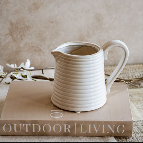 Striped White Pitcher