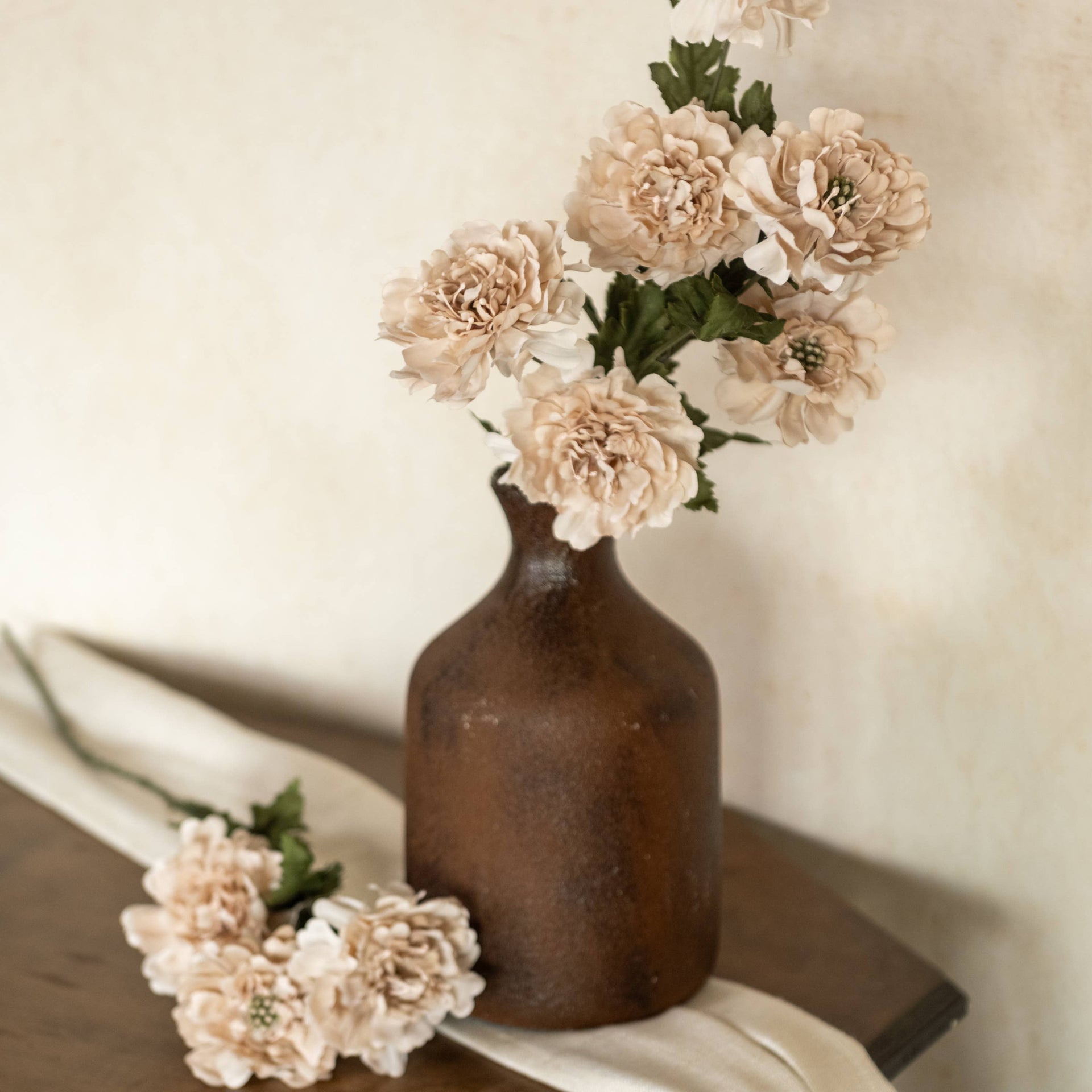 Cream Scabiosa Faux Stem