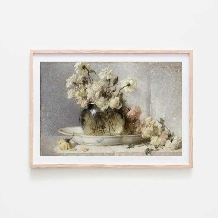 vintage rose oil painting art print