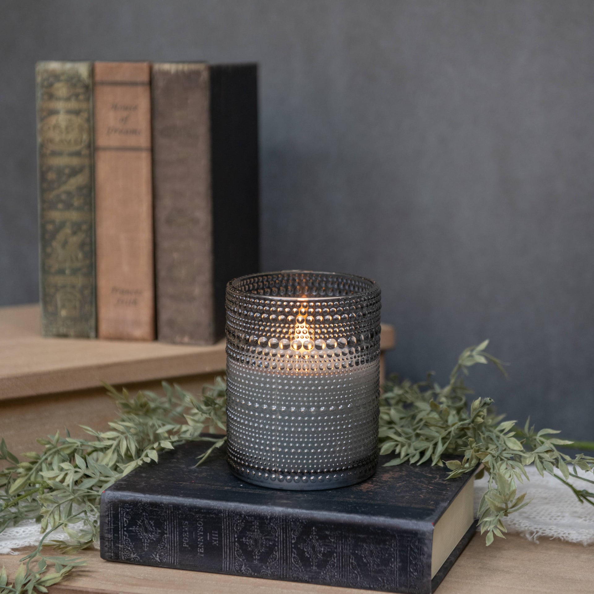 5" Grey Dotted Glass LED Candle