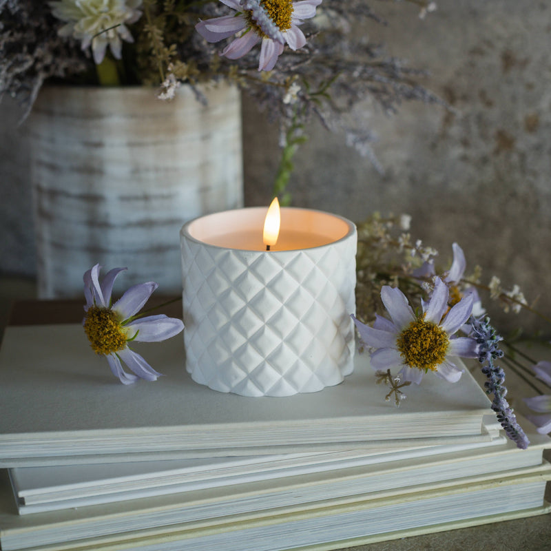 White Cement Flameless LED Candle