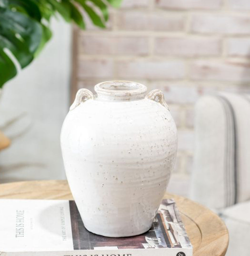 White Ceramic Handle Vase