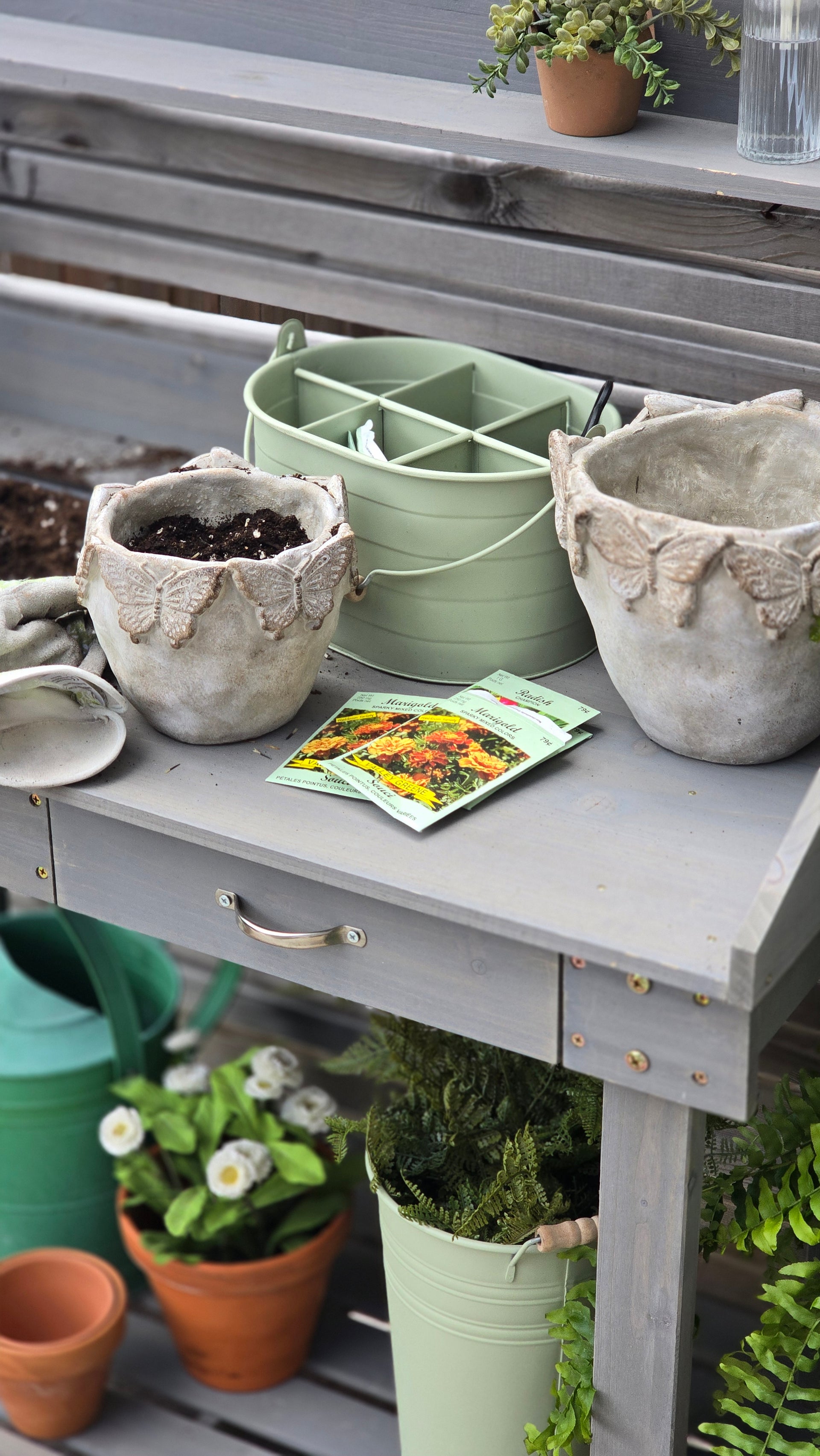 Green French Flower Bucket