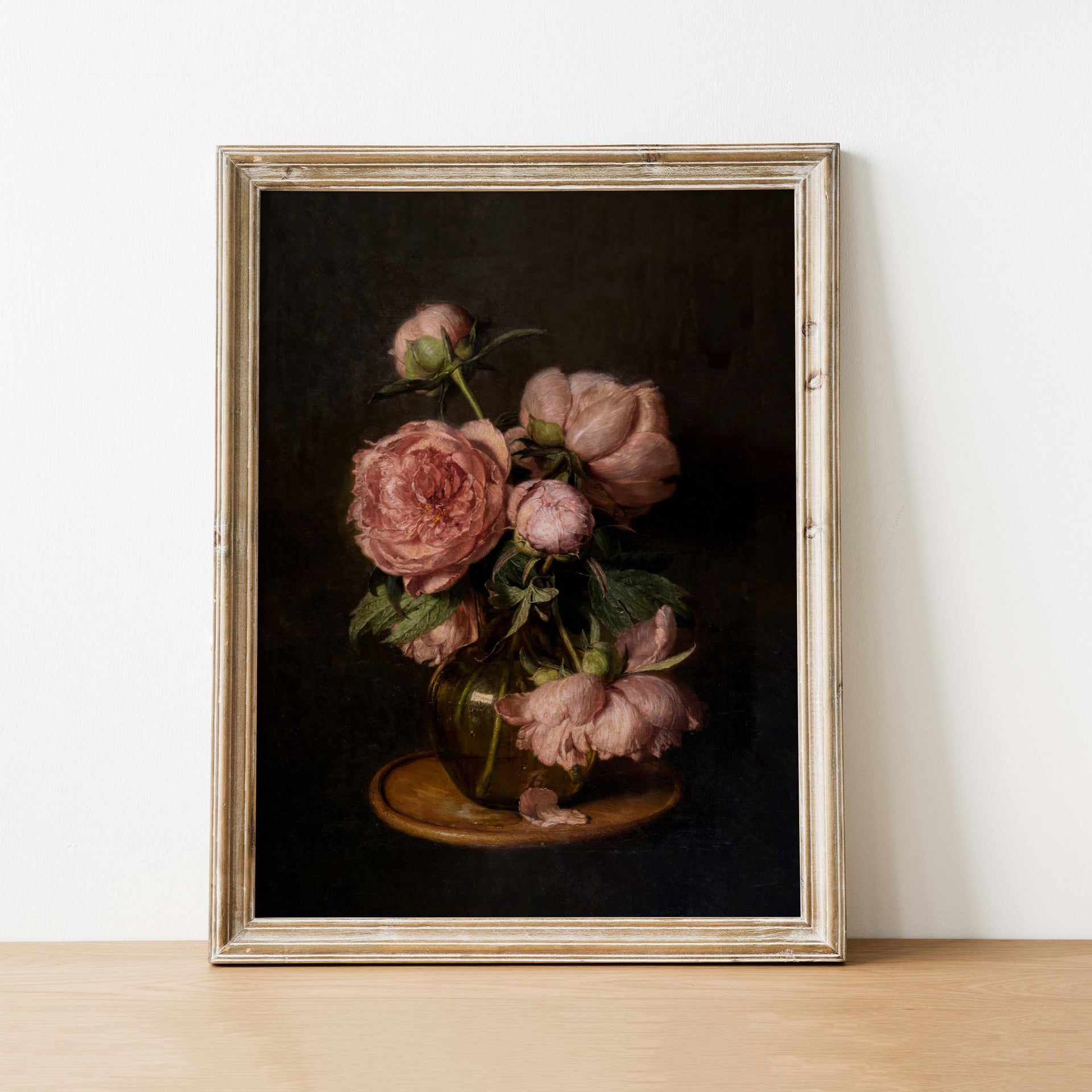 Pink Peonies Vintage Art Print