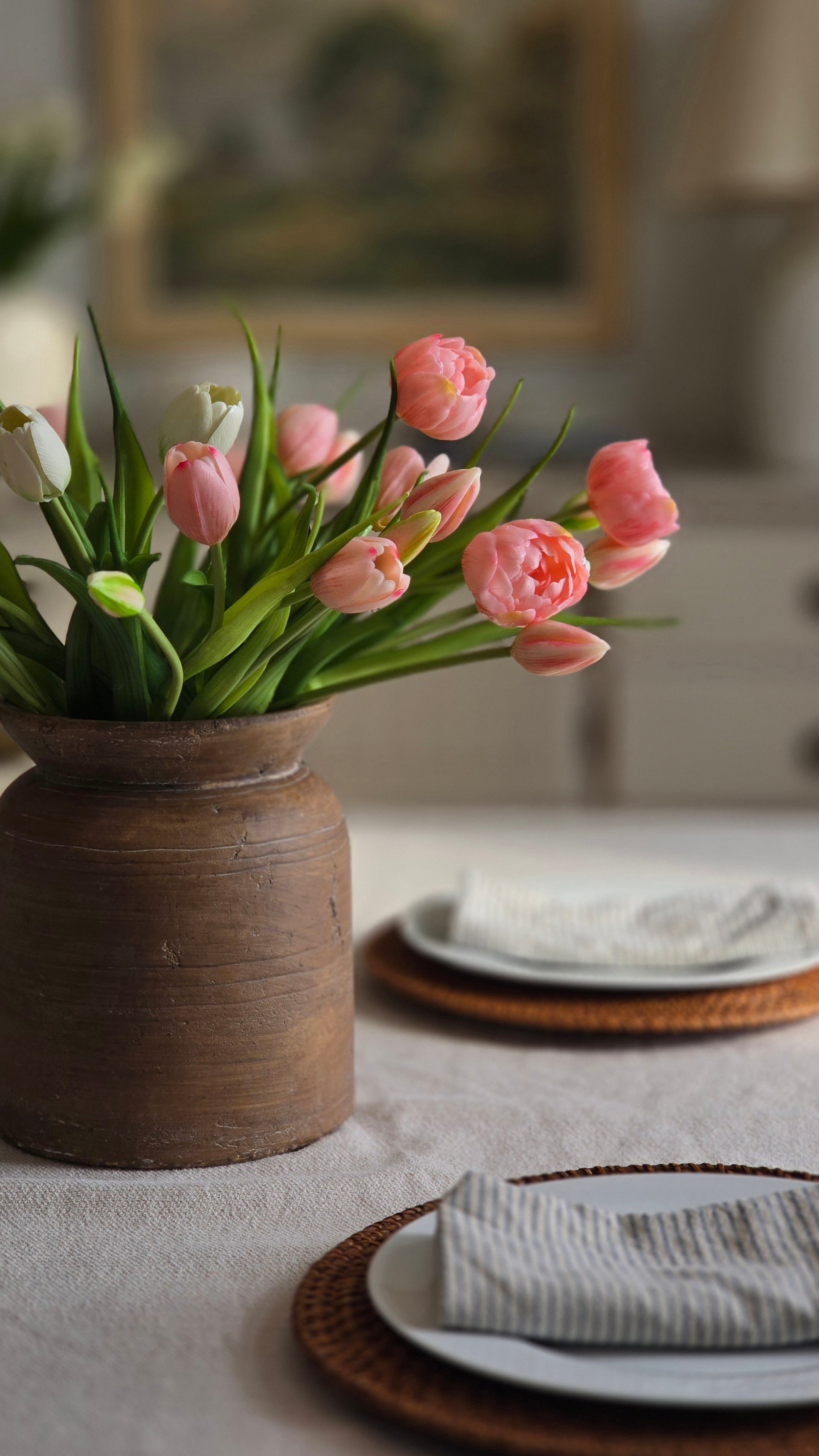 Real Touch Pink Double Peony Tulip Bundle