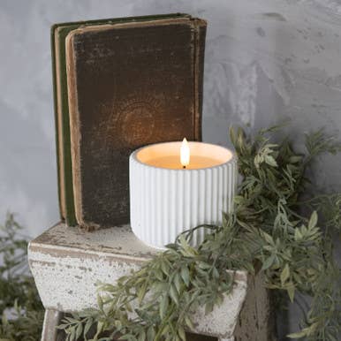 Ribbed Cement Led Candle