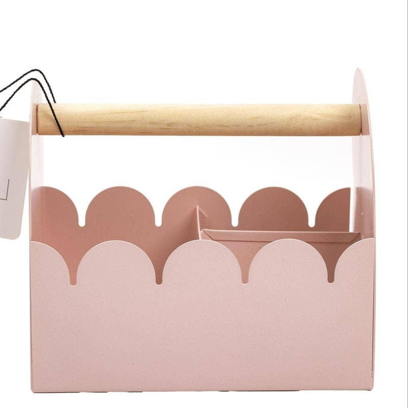 Metal Pink Scalloped Edge Caddy