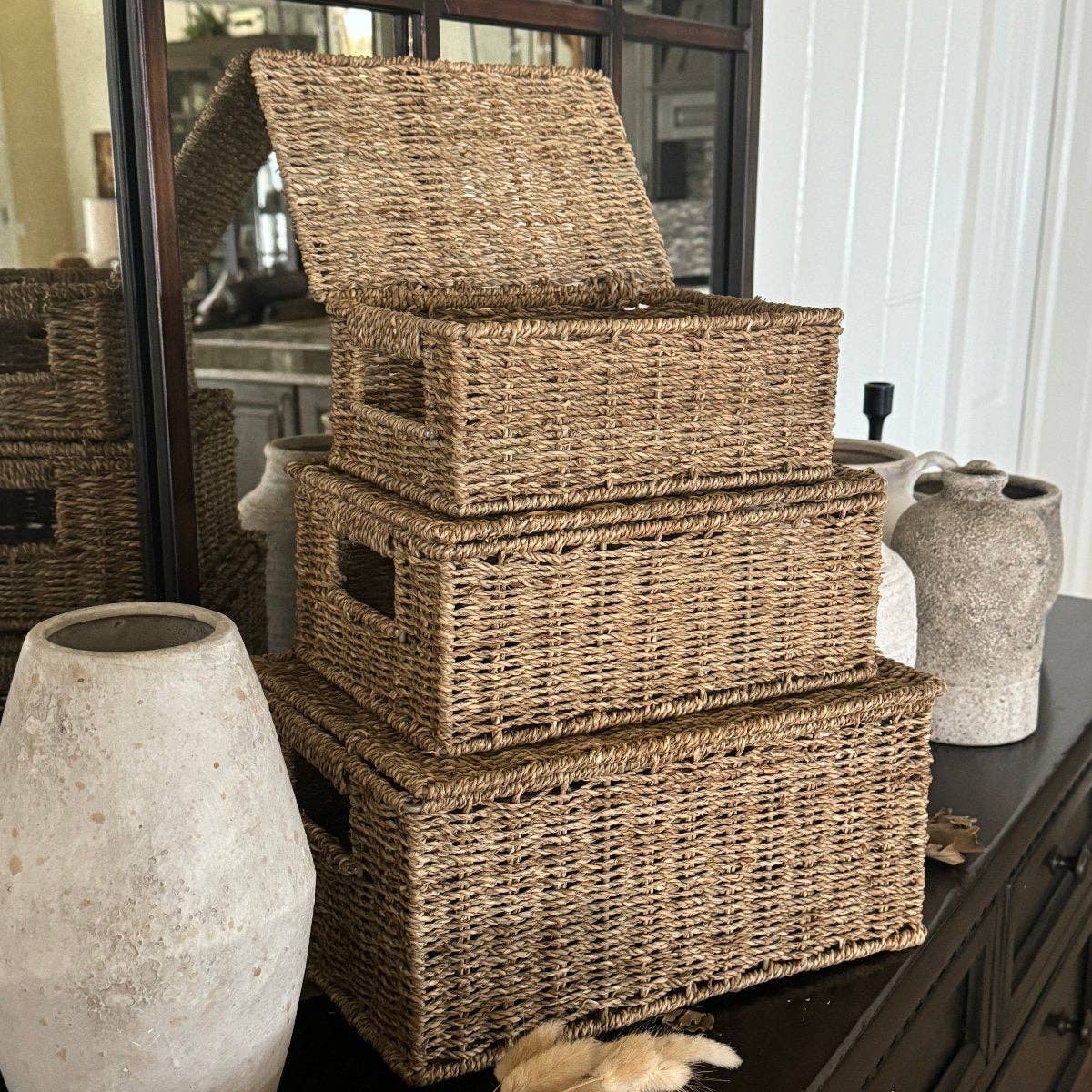 Rectangle Seagrass Storage Boxes