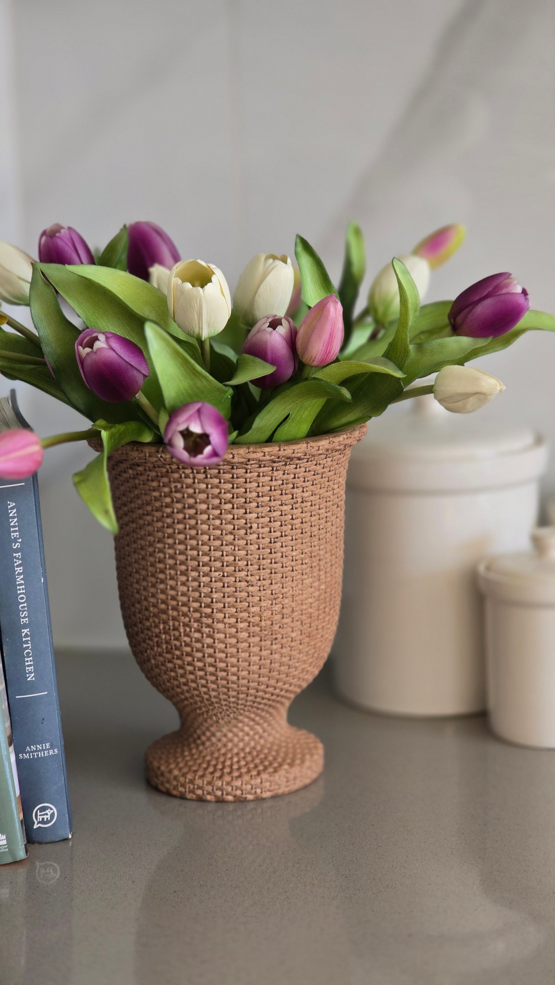 Real Touch 12in Lavender White Tulip Bundle