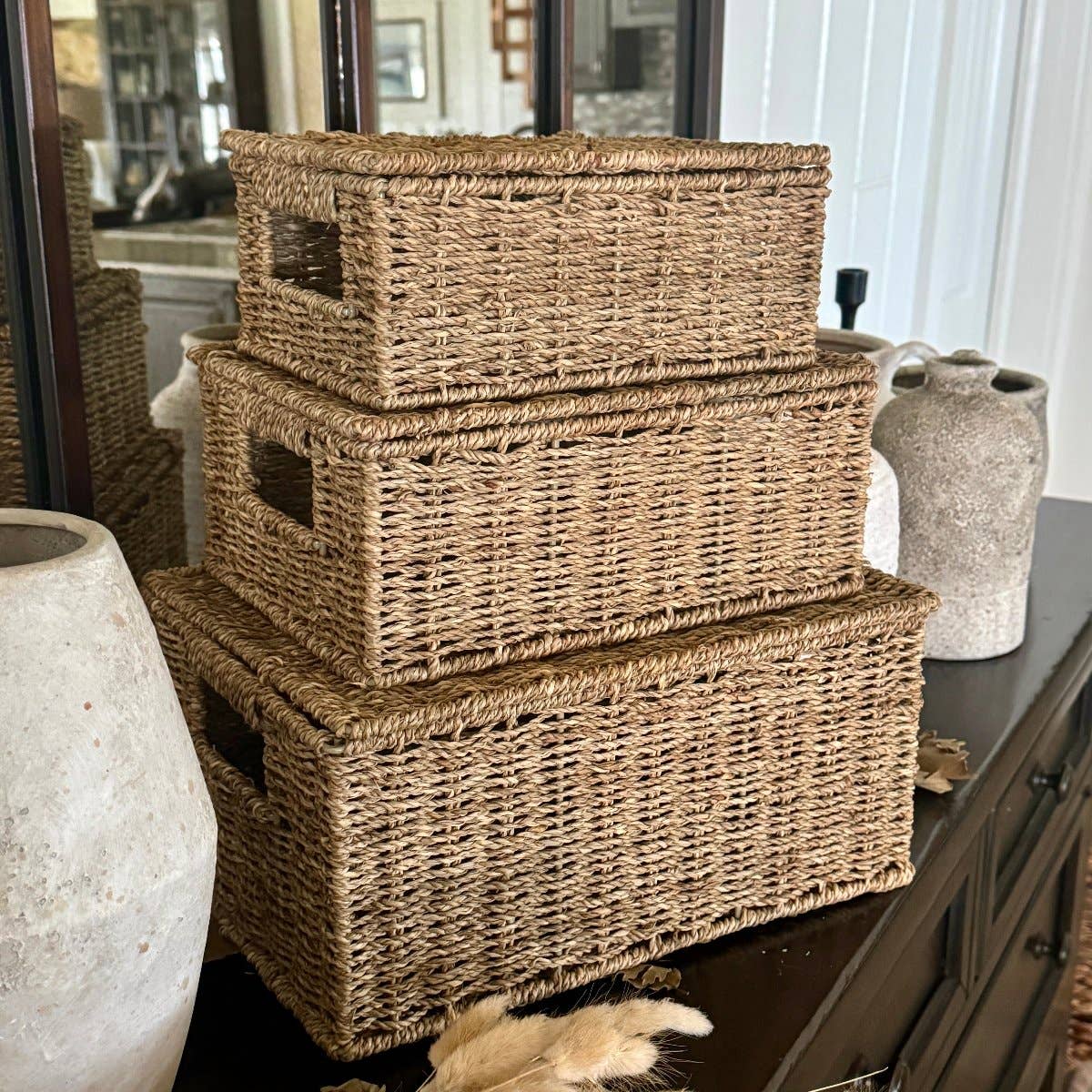 Rectangle Seagrass Storage Boxes