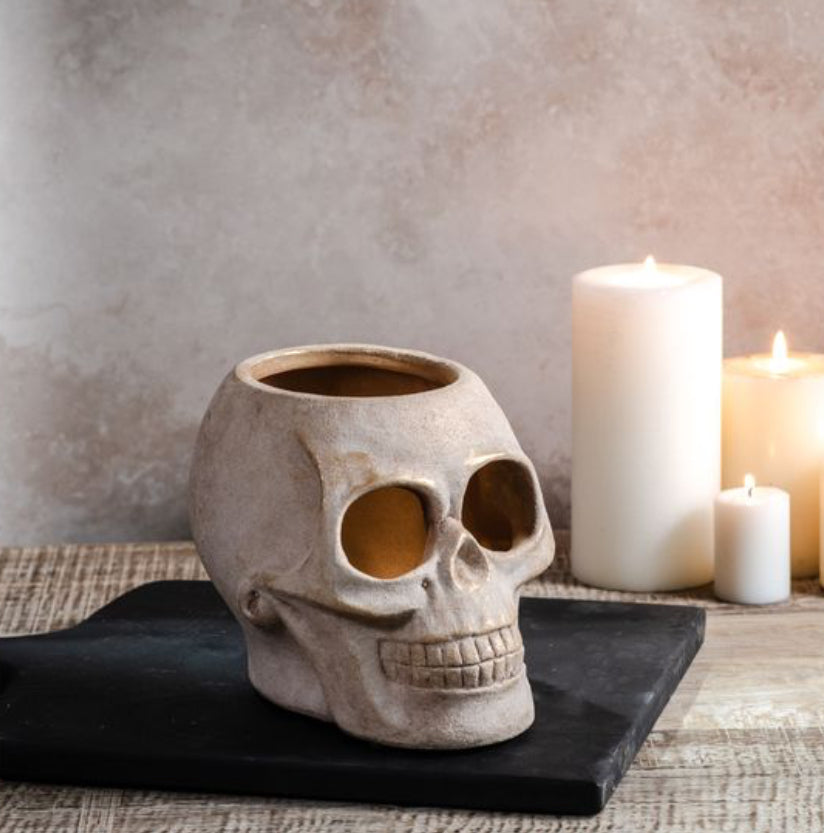 Gold Wash Ceramic Skull