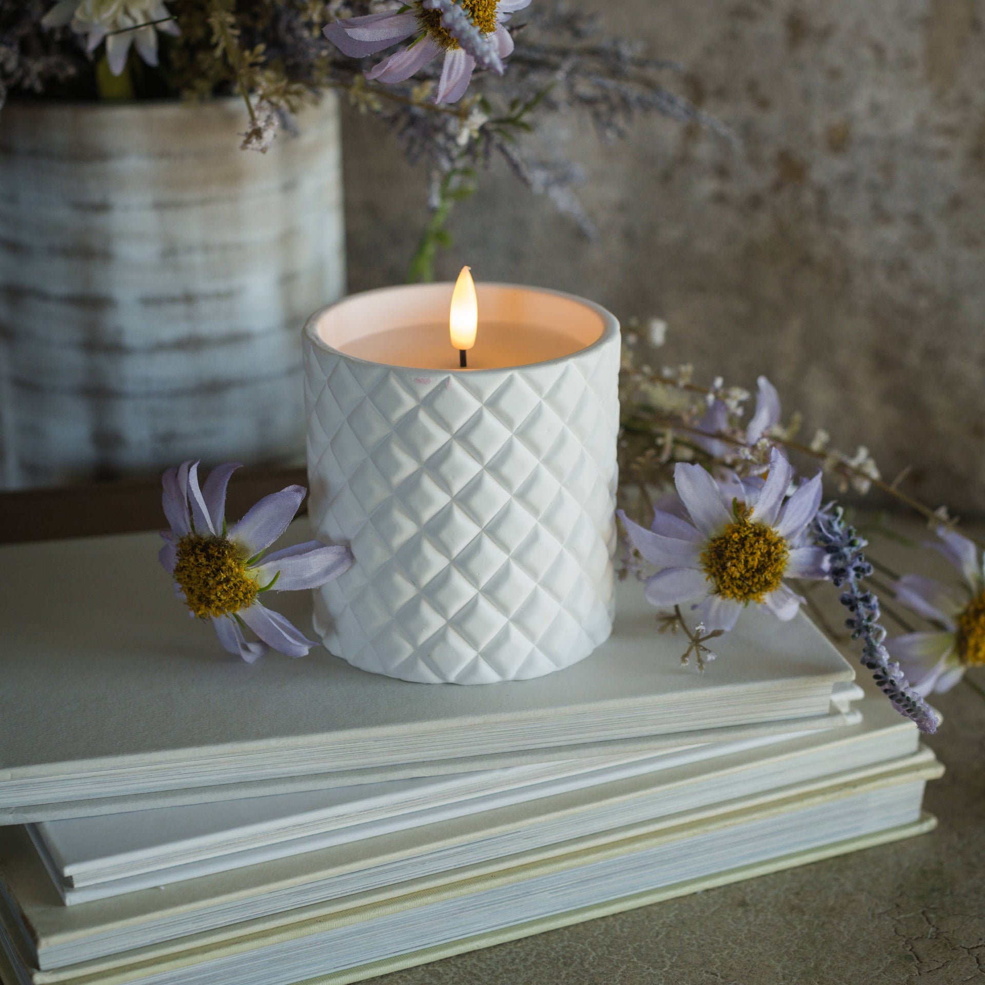 Cement Grid Led Candle