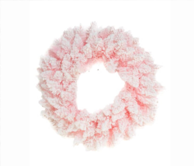 Flocked Pink Wreath