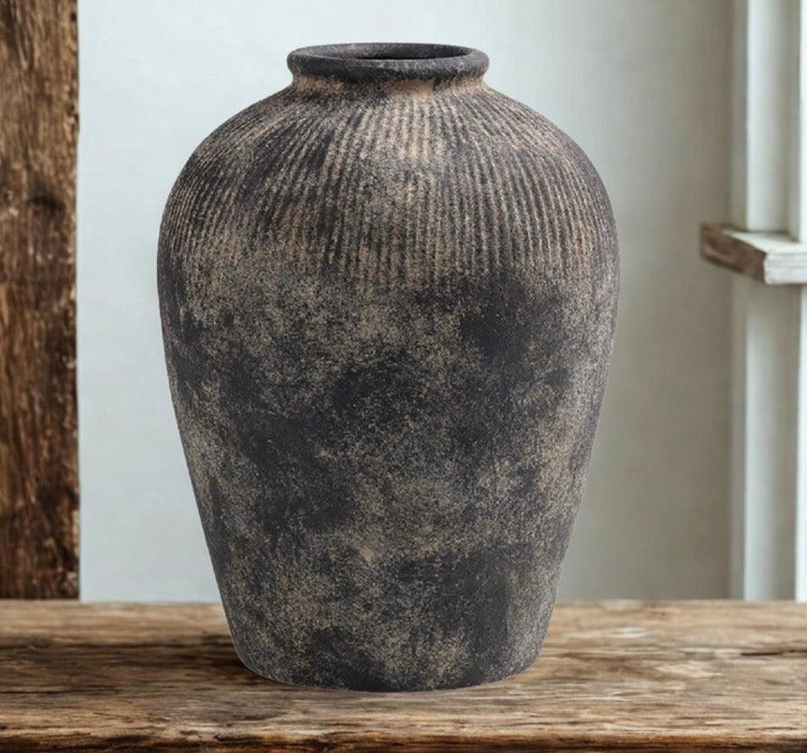 Black Terracotta Vase - Large