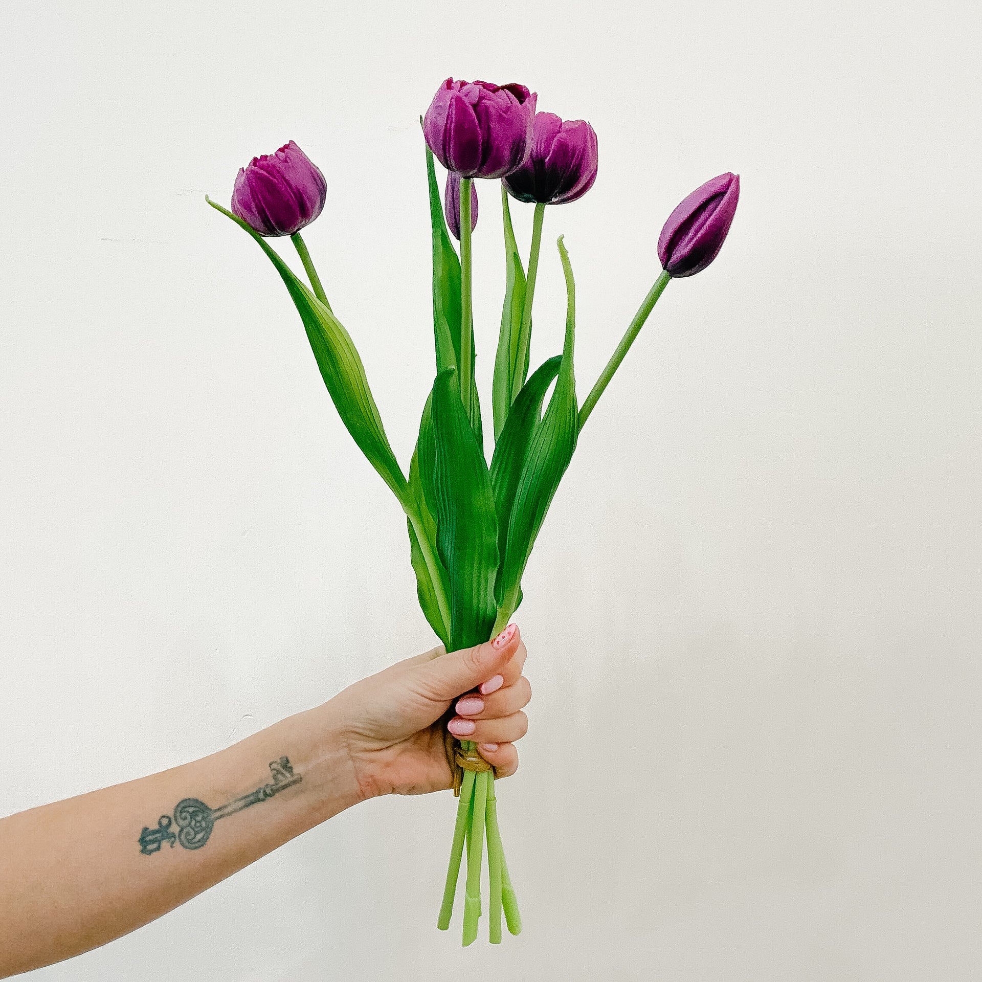 Real Touch Purple Double Peony Tulip Bundle