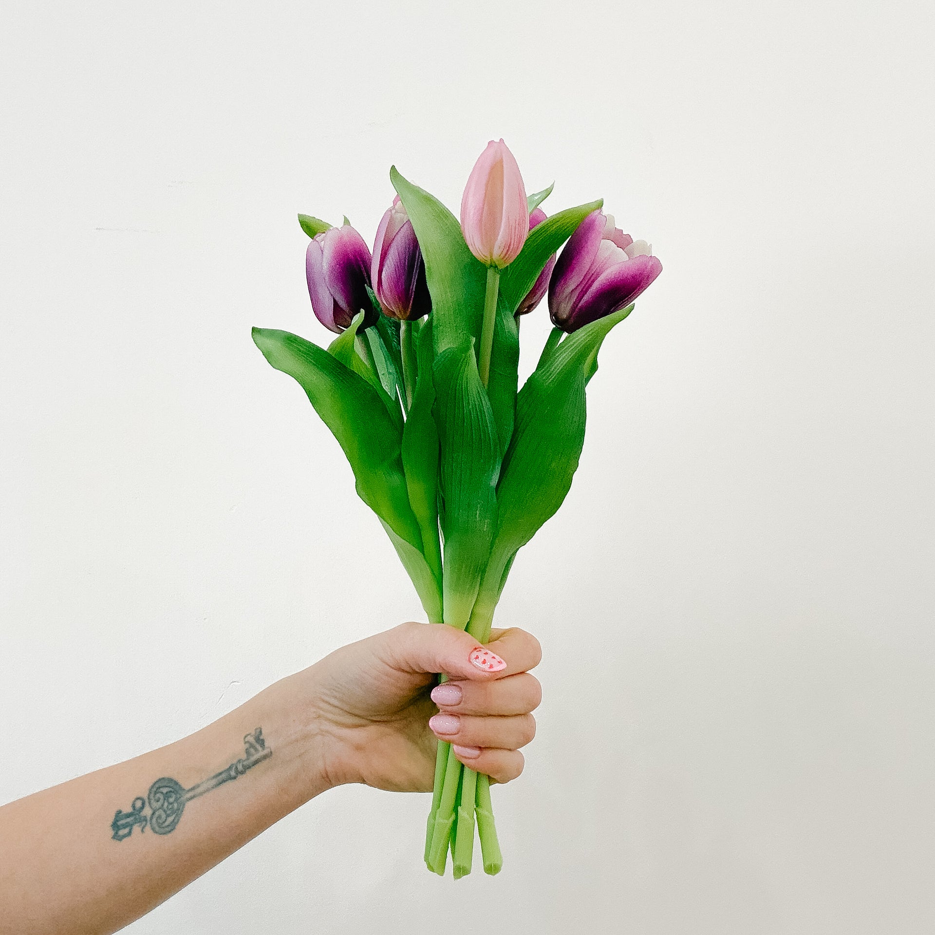 Real Touch 12in Lavender White Tulip Bundle