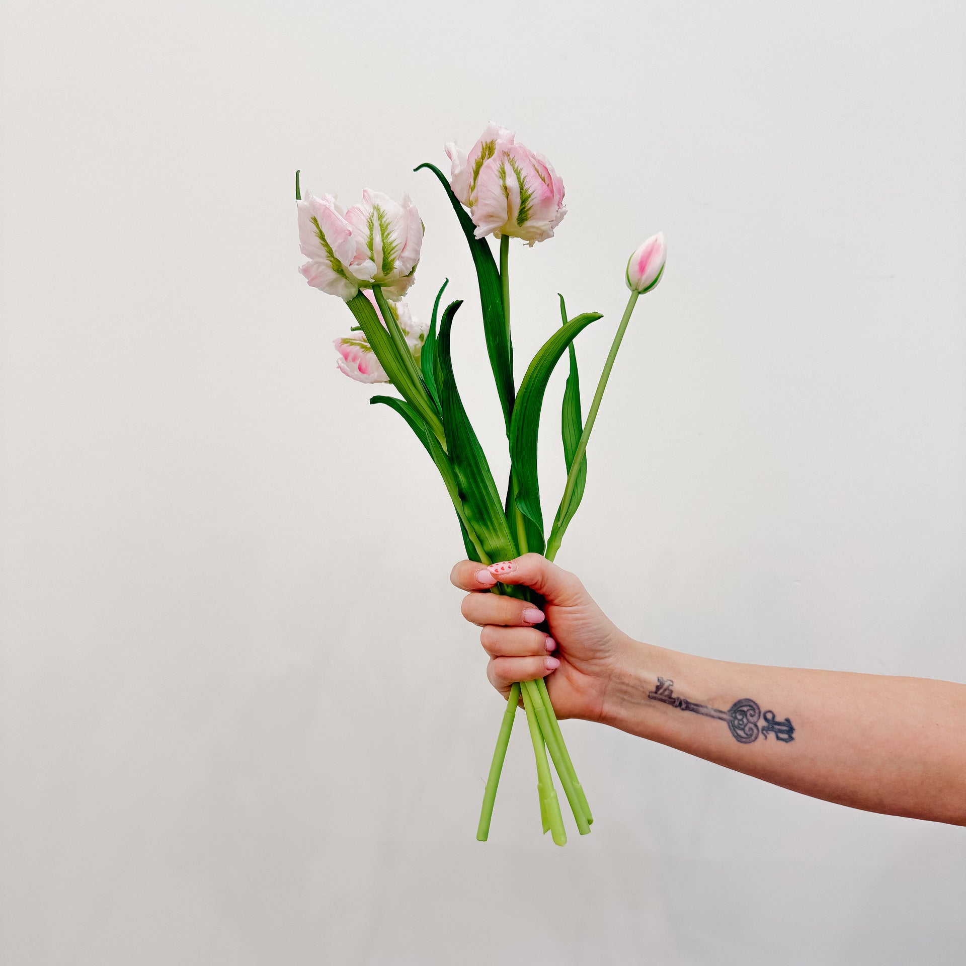 Real Touch Pink Parrot Tulips