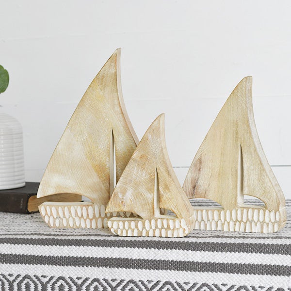 Carved Wood Sailboats