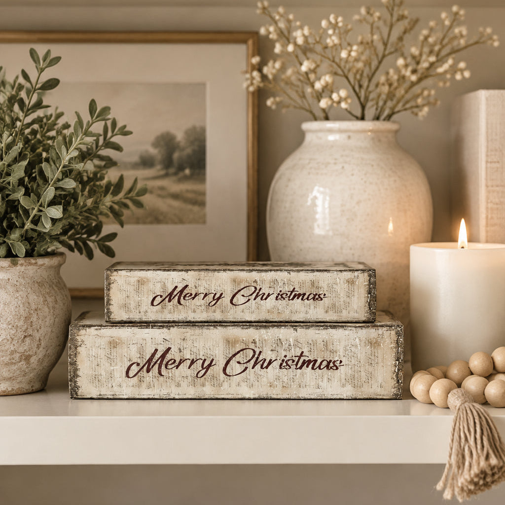 Merry Christmas Vintage Storage Box