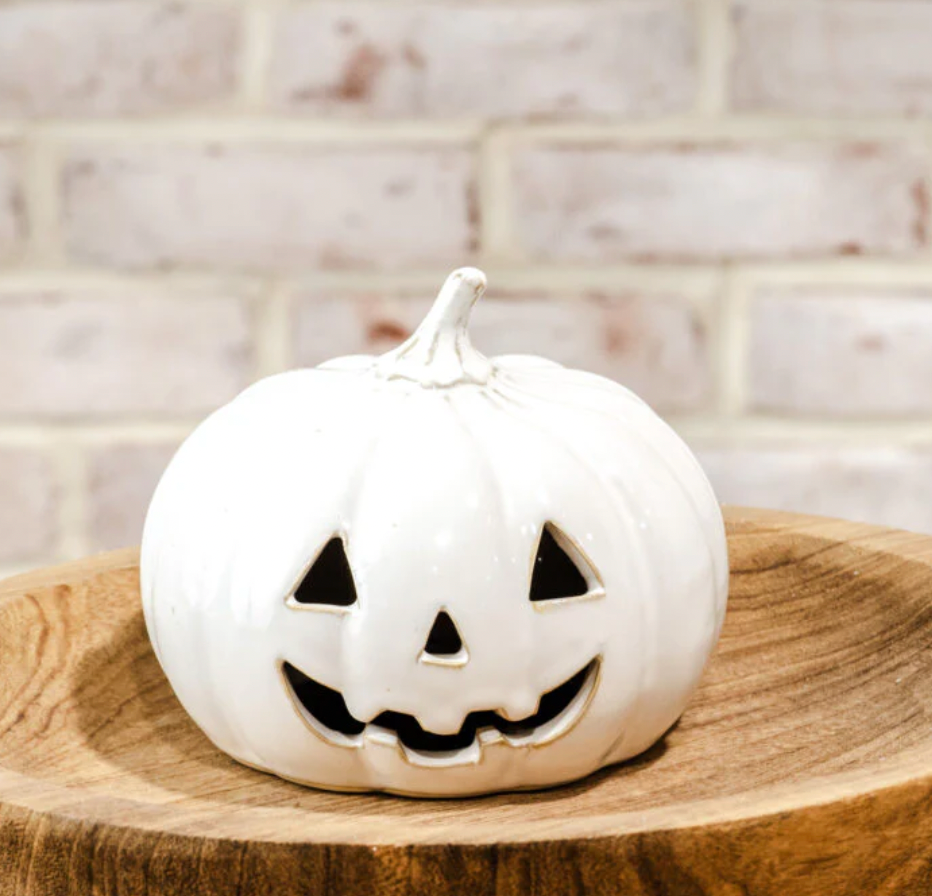 White Ceramic Jack o Lantern