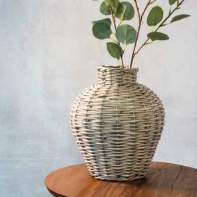 Grey Wicker Vase