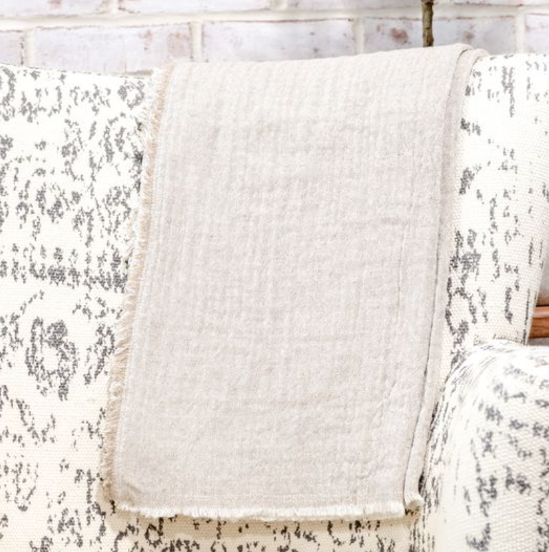 Beige Cotton Throw Blanket