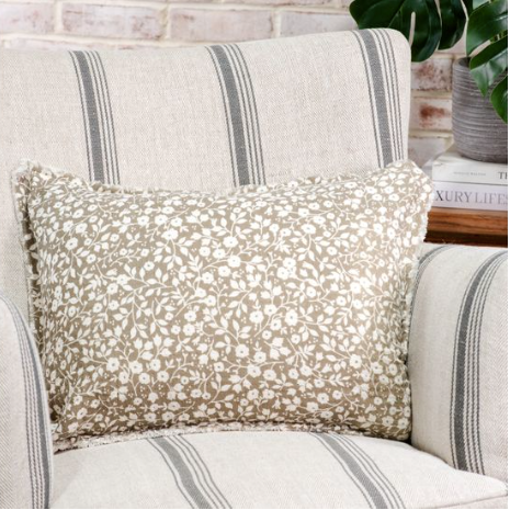 Warm Taupe Floral Pillow