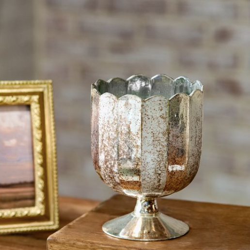 Glass Scallop Pedestal Vase