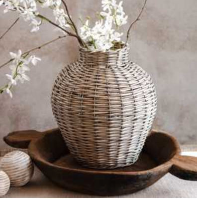 Grey Wicker Vase