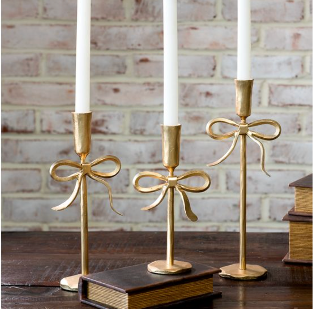Gold Bow Candle Holder