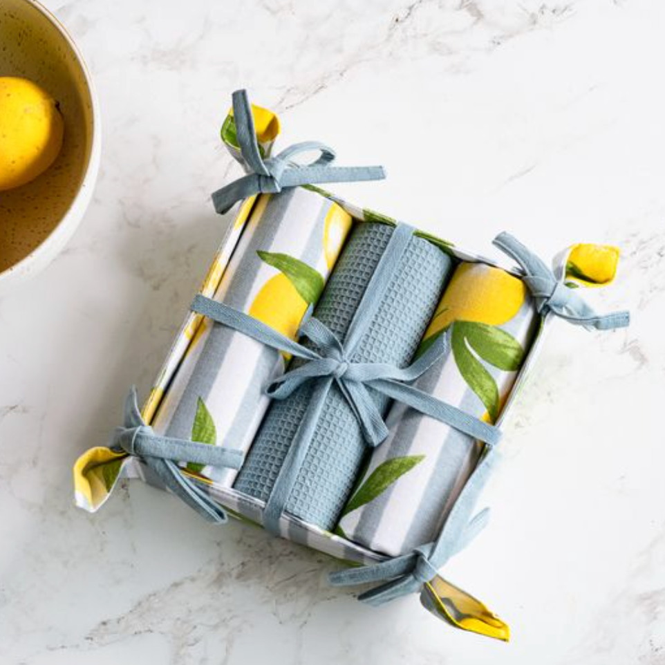 Lemon Print Tea Towel Set
