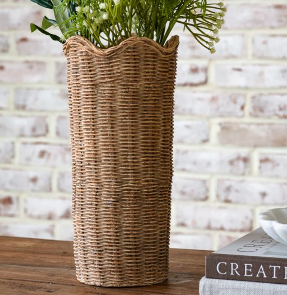 Basket Weave Cement Planter