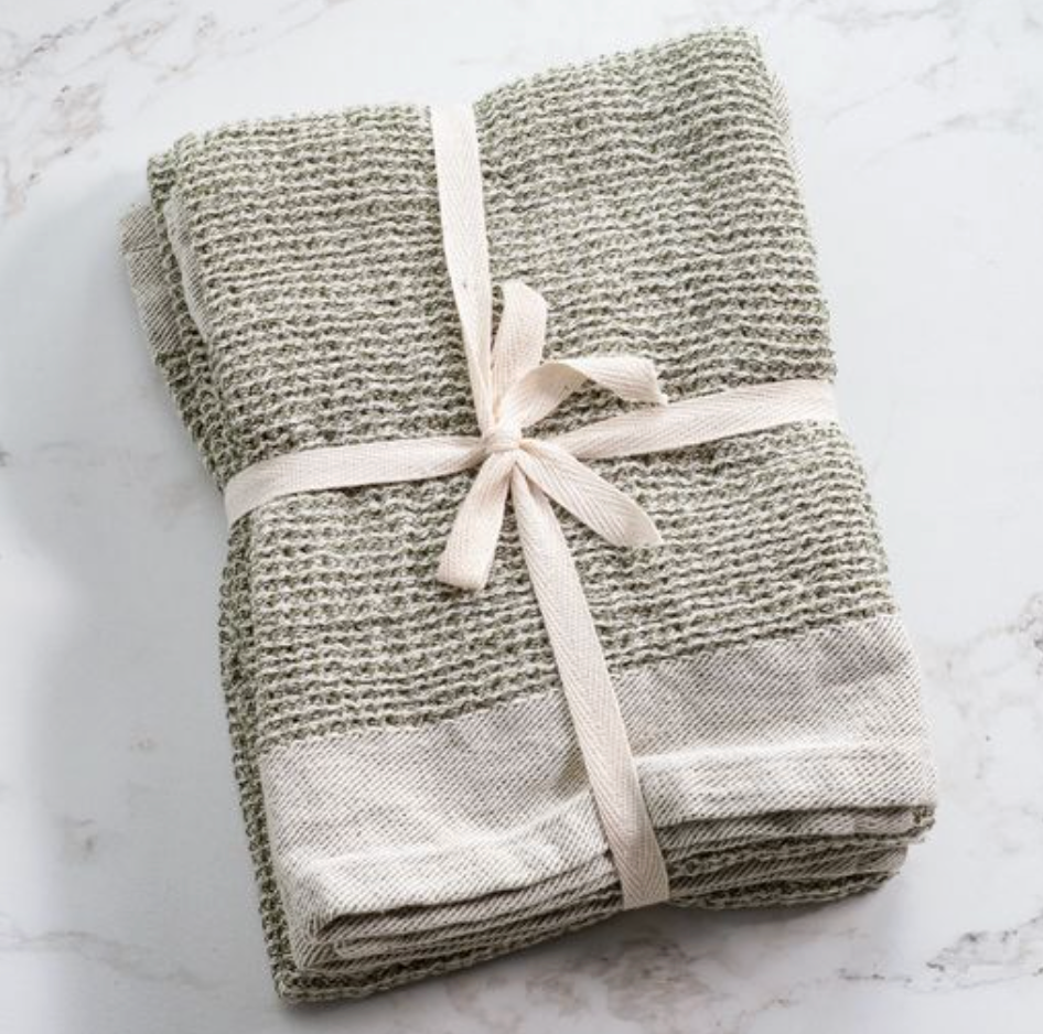 Olive Waffle Tea Towel Set