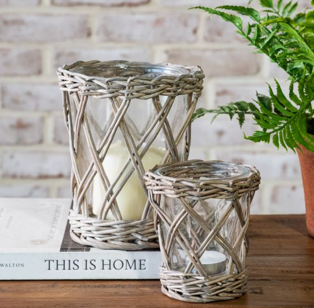 Grey Willow Glass Candle Holder