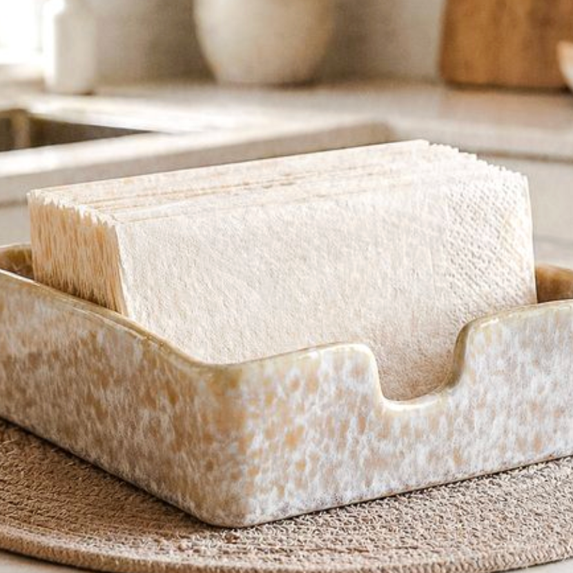 Beige Ceramic Napkin Holder