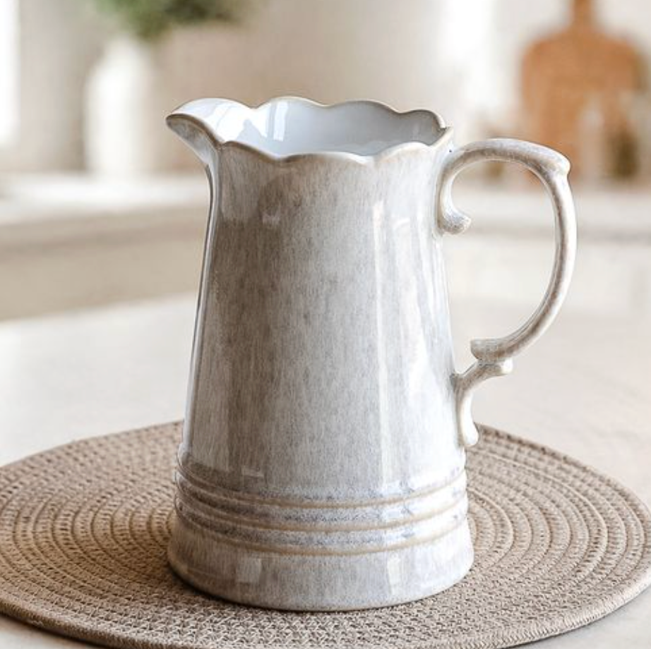 Beige Ceramic Pitcher