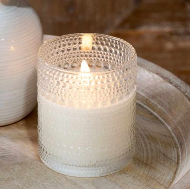 LED Beaded Glass Candle - 4in