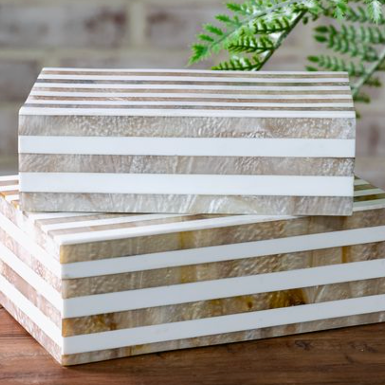 Beige Stripe Resin Boxes