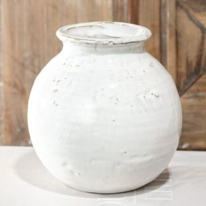 White Ceramic Ball Vase