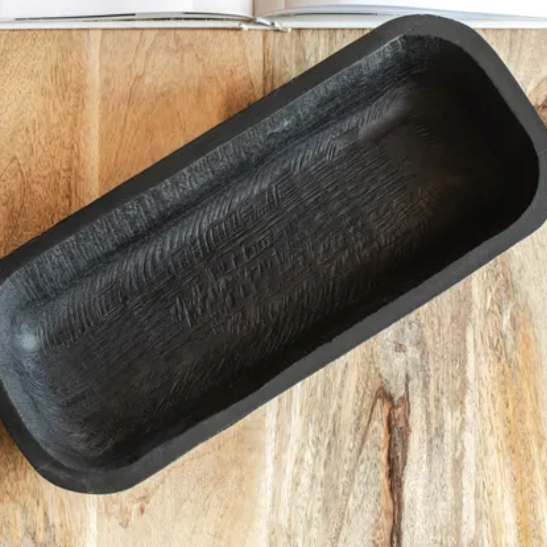 Black Wood Dough Bowl