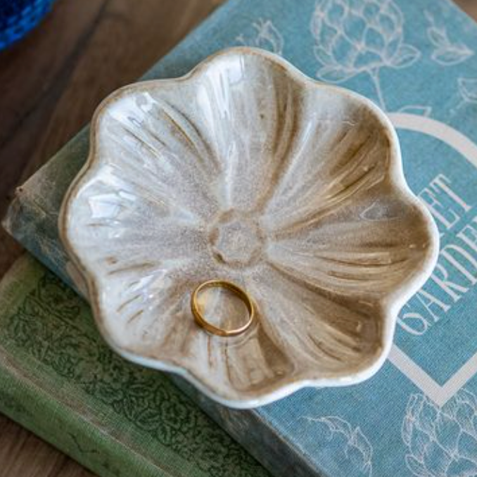 Beige Floral Dish