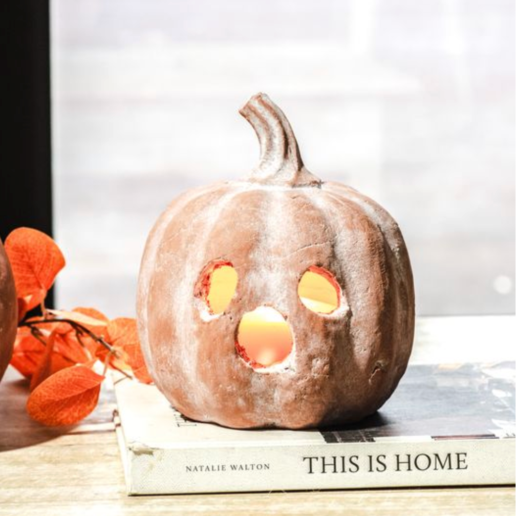 Terracotta Ghost Face Pumpkin