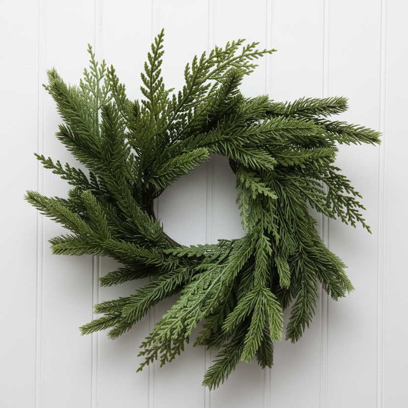 Real Touch Spruce and Cedar Candle Ring